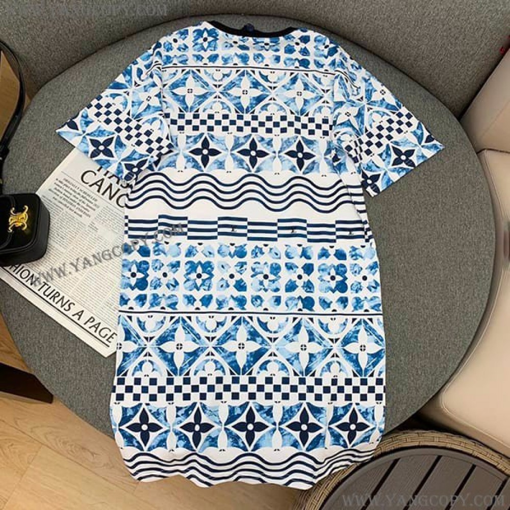 ルイヴィトン スーパーコピー モノグラムタイルプリントTシャツドレス vuk62683