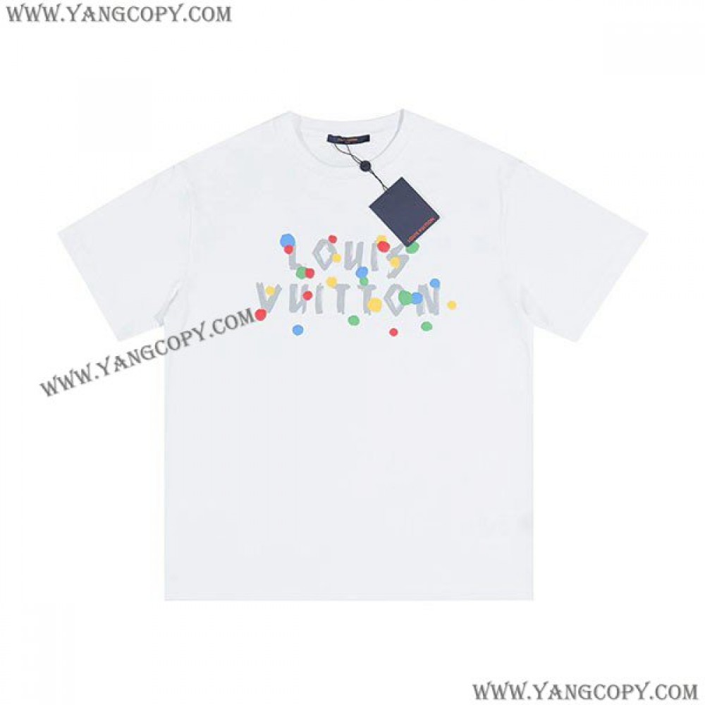 ルイヴィトン 偽物 草間彌生 ロゴ Tシャツ vum00260