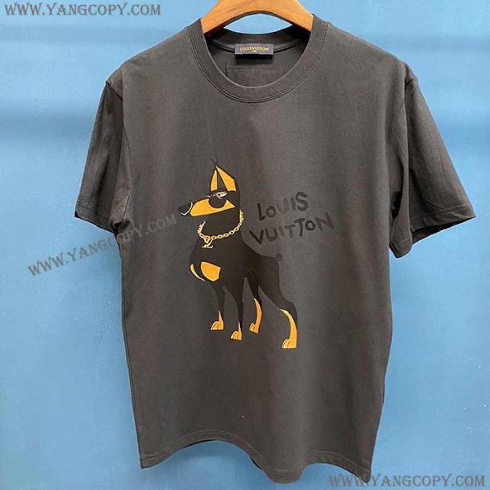 ルイヴィトン スーパーコピー 半袖 コットン ロゴ Tシャツ vug87052