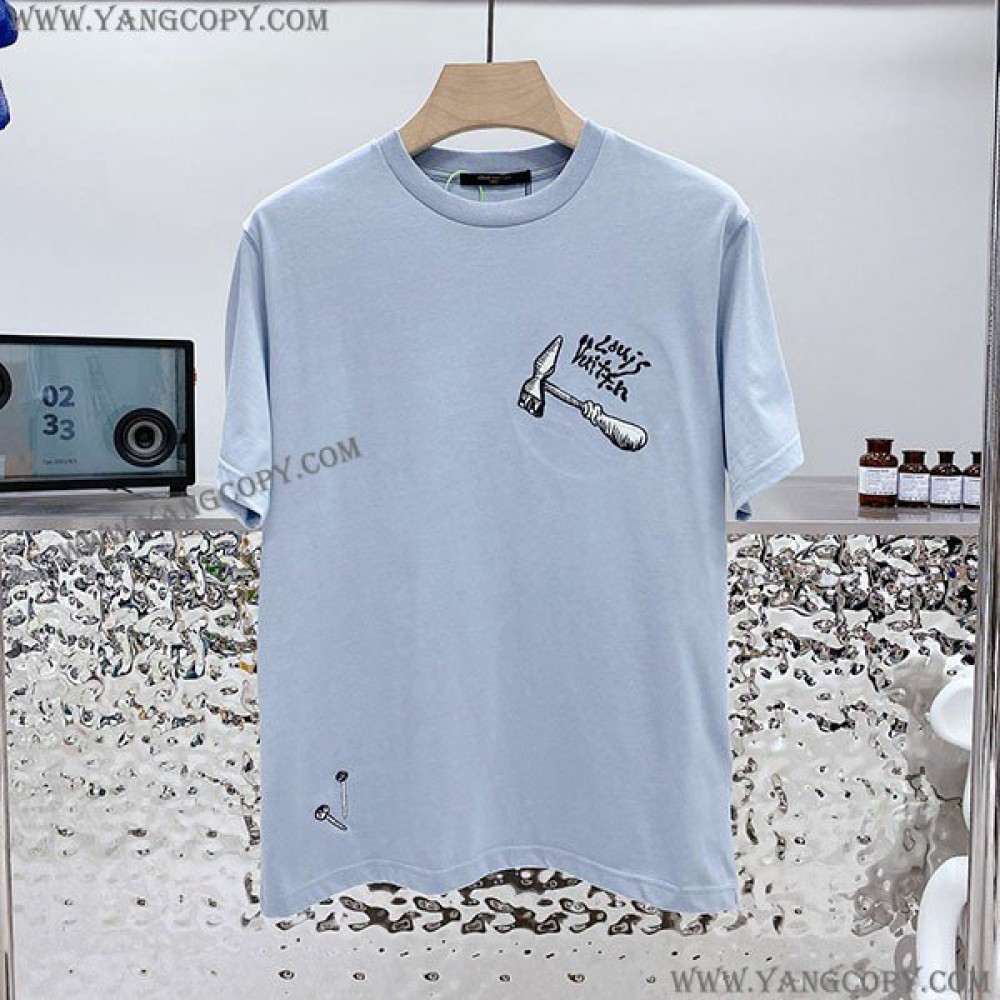 ルイヴィトン コピー ブルー Tシャツ vuy52658