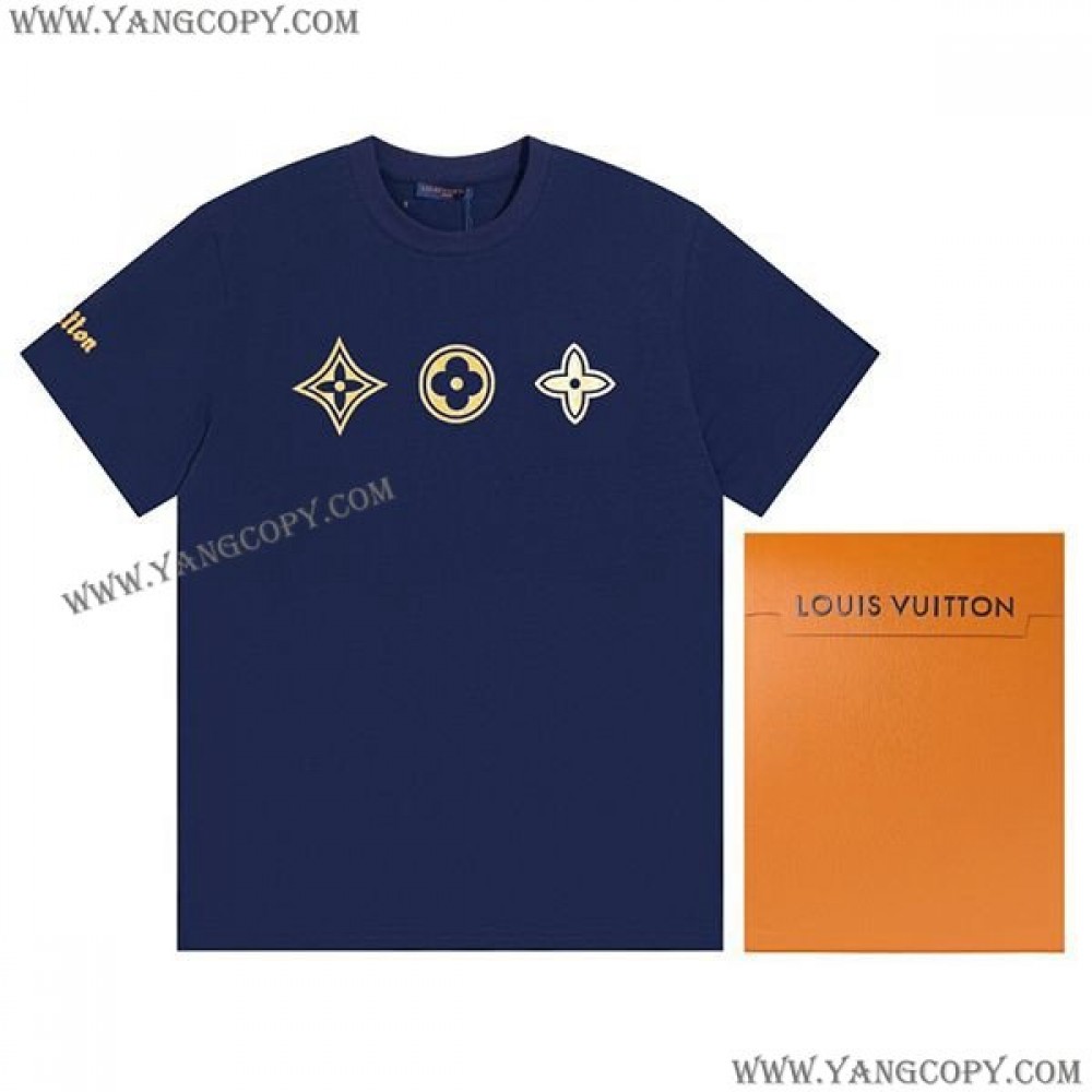 ルイヴィトン スーパーコピー モノグラム Tシャツ ブルー vuj74402