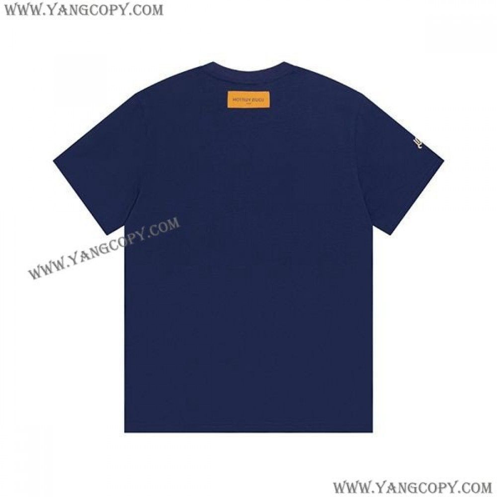 ルイヴィトン スーパーコピー モノグラム Tシャツ ブルー vuj74402