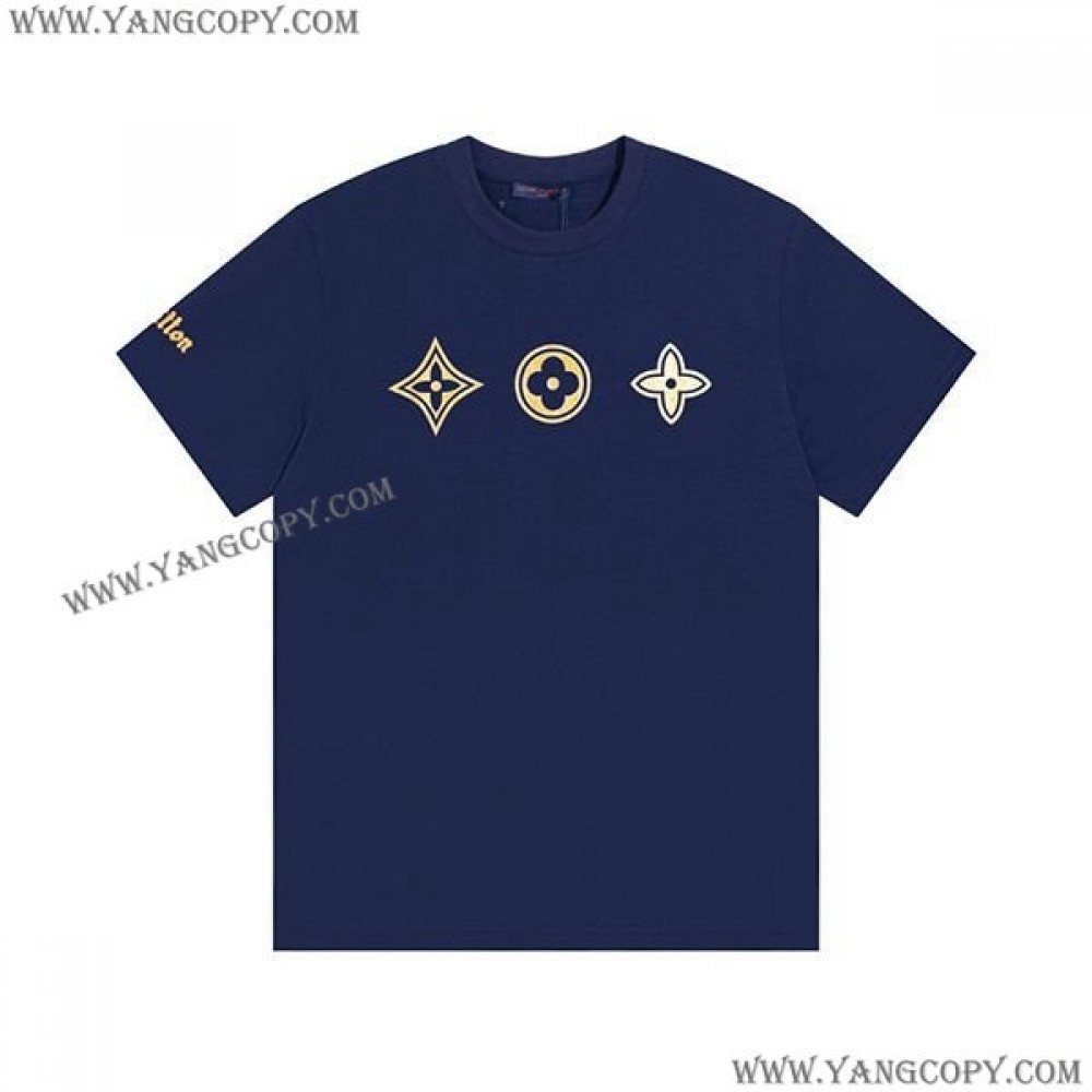 ルイヴィトン スーパーコピー モノグラム Tシャツ ブルー vuj74402