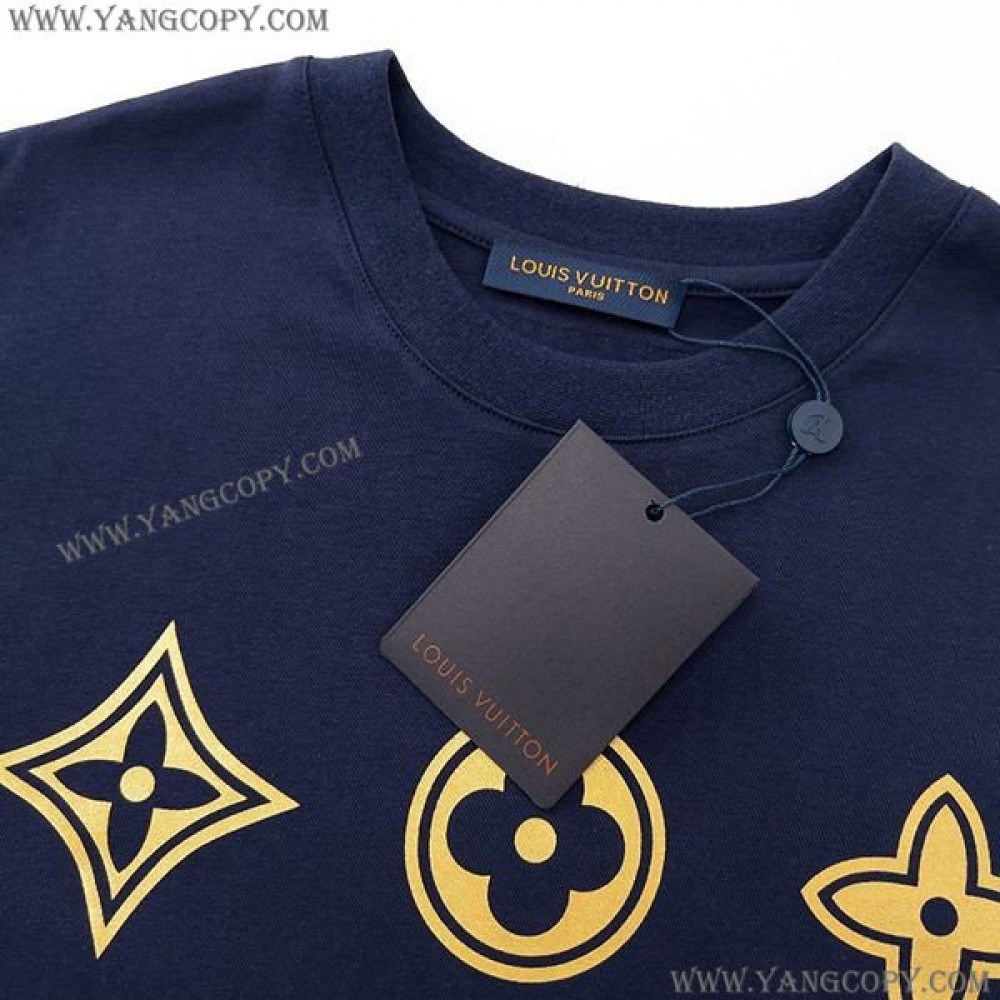 ルイヴィトン スーパーコピー モノグラム Tシャツ ブルー vuj74402