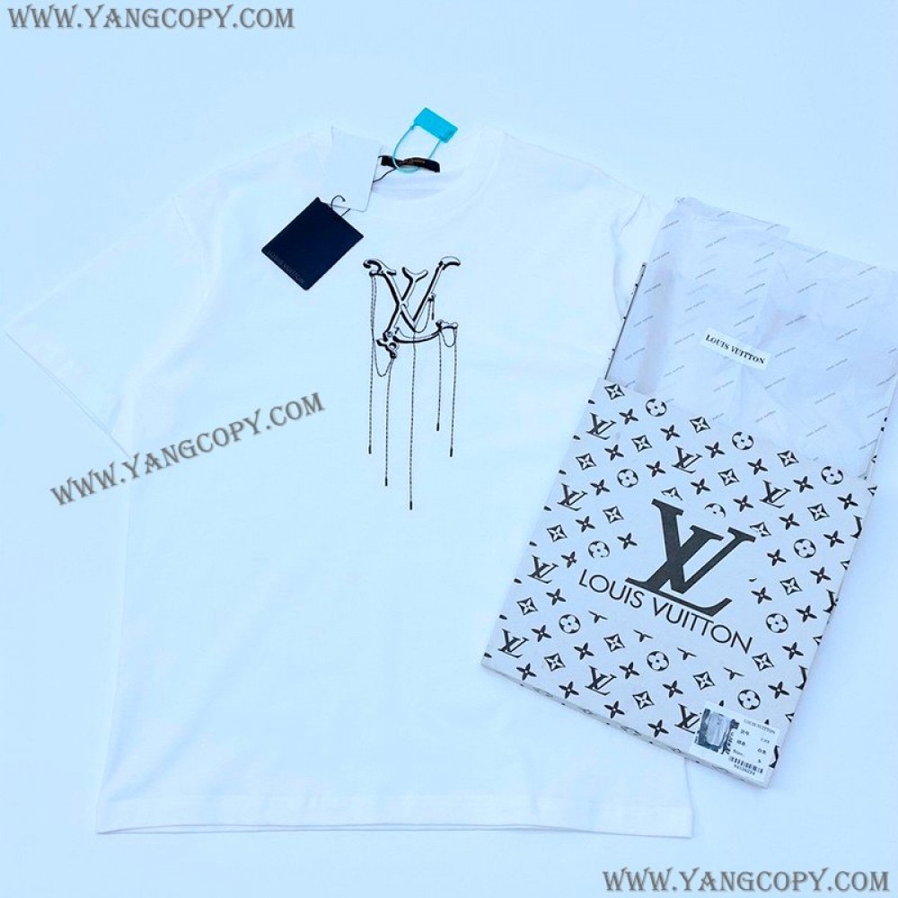 ルイヴィトン スーパーコピー Tシャツ パロディ メンズS フローティング LV プリンテッド vub75982