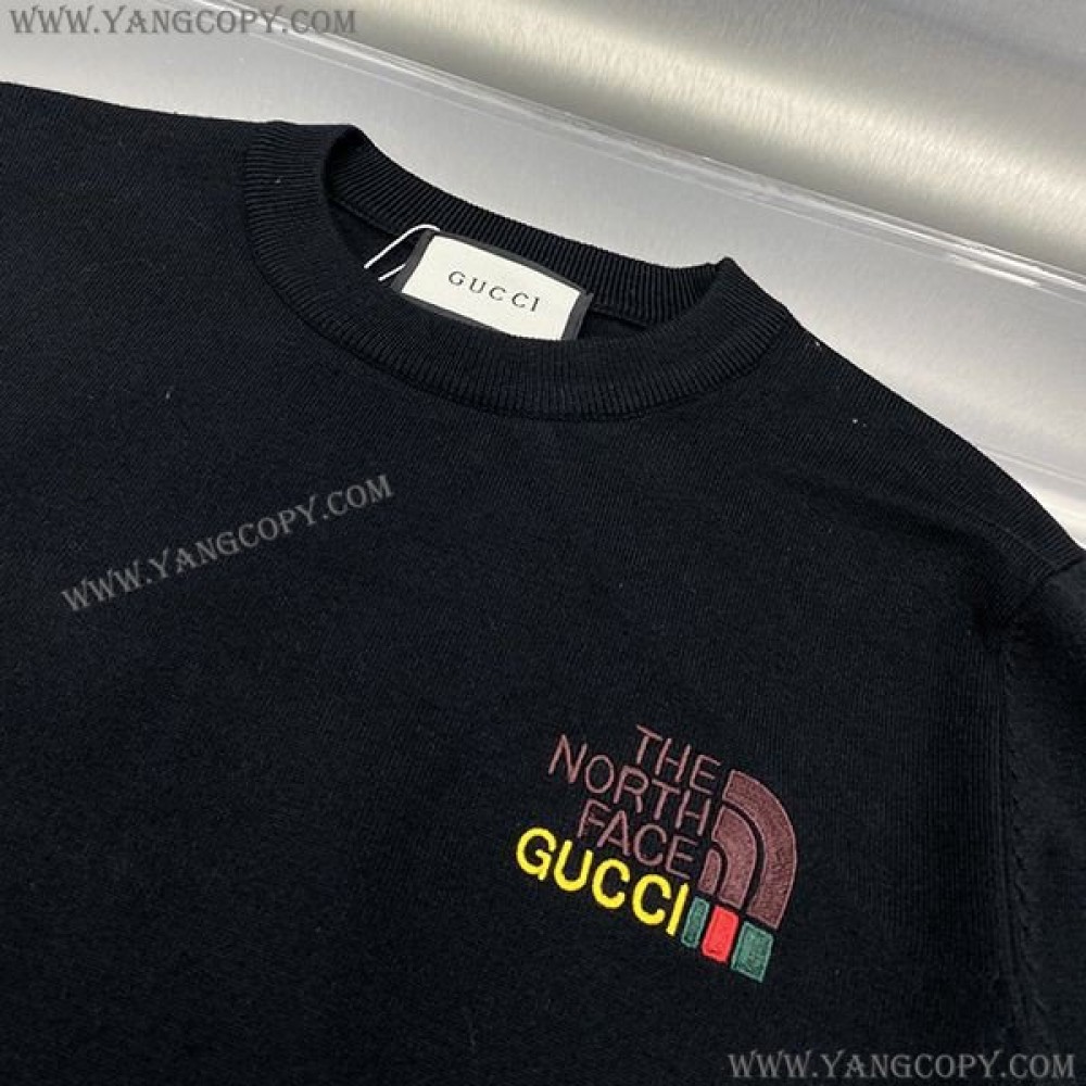 グッチ x ノースフェイス スーパーコピー ロゴプリント コットン 長袖 Tシャツ guw94708