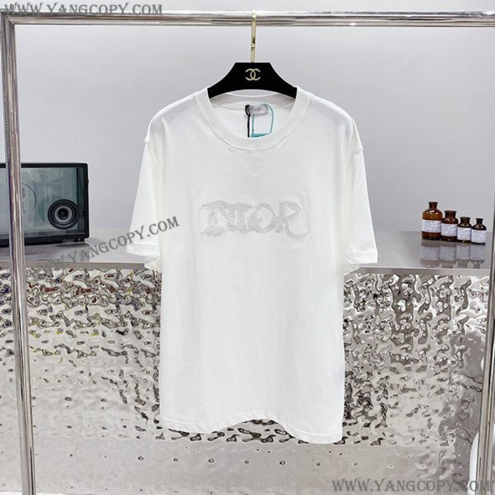 ディオール スーパーコピー Tシャツ コットンブラック ホワイト ded36856