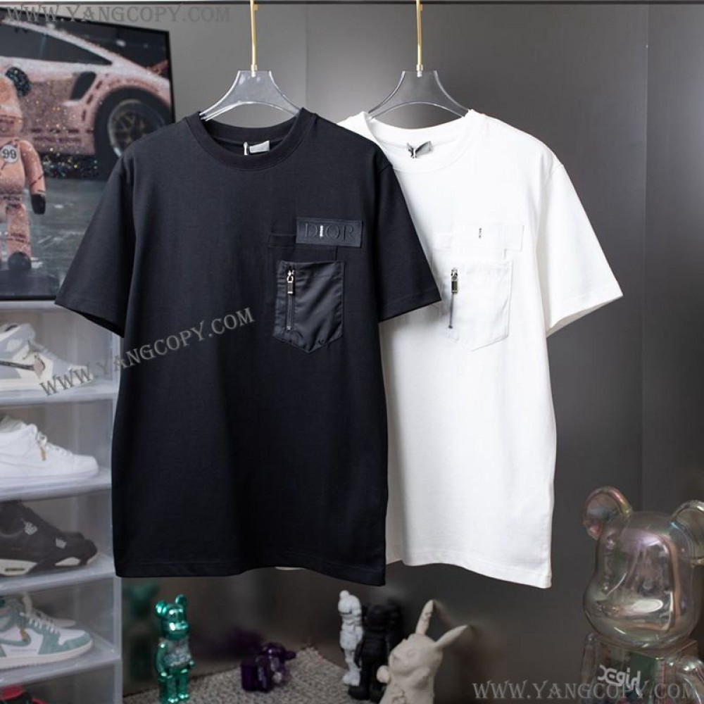 ディオール コピー Tシャツ シンプル ロゴ刺繍入り コットンジャージー det71615