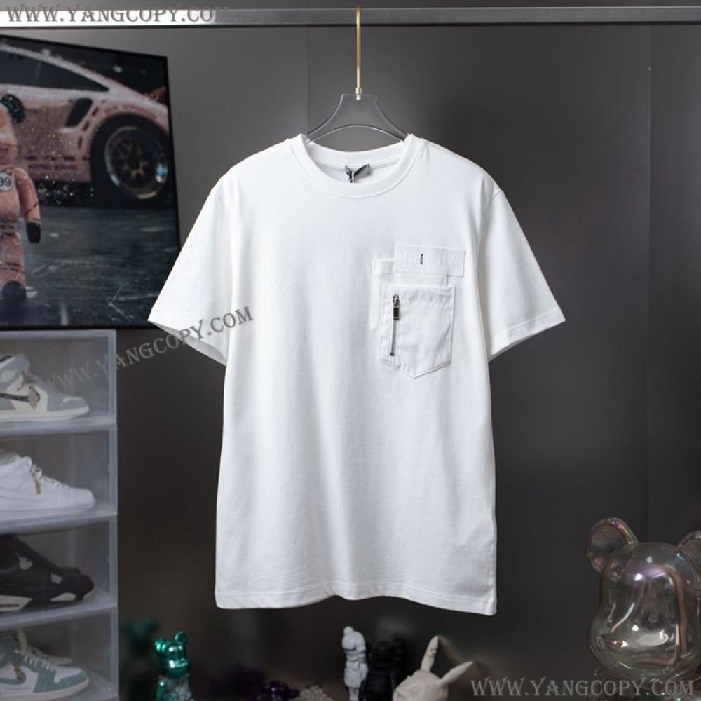 ディオール コピー Tシャツ シンプル ロゴ刺繍入り コットンジャージー det71615