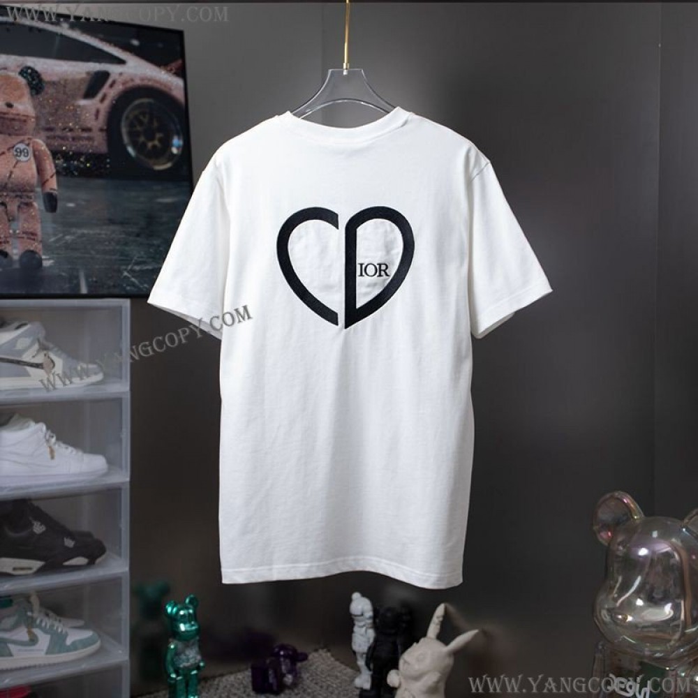 ディオール コピー Tシャツ シンプル ロゴ刺繍入り コットンジャージー det71615