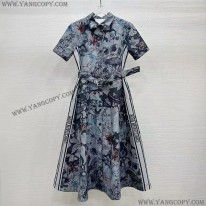 ディオール 偽物 Toile de Jouy柄 コットン 半袖シャツドレス 251R81B3802X1821