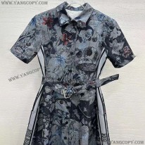 ディオール 偽物 Toile de Jouy柄 コットン 半袖シャツドレス 251R81B3802X1821