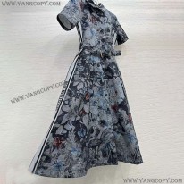ディオール 偽物 Toile de Jouy柄 コットン 半袖シャツドレス 251R81B3802X1821