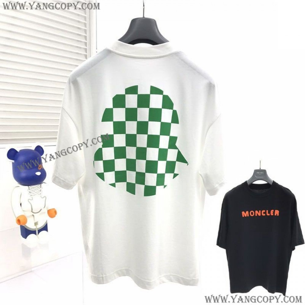 モンクレール コピー Tシャツ パロディ 半袖 クルーネック ロゴ 2色 8C00013829FB