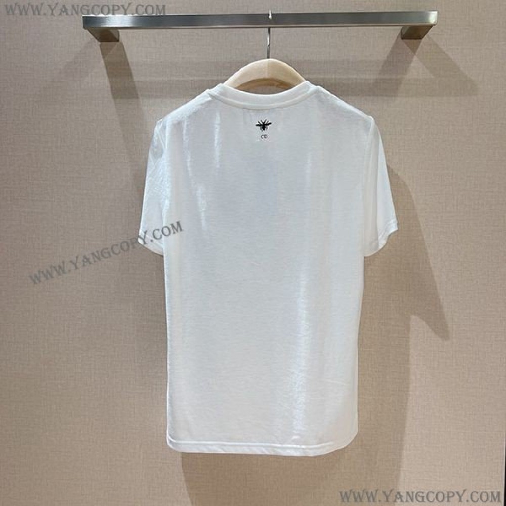 ディオール 偽物 レディース Tシャツ コットン リネン 243T09A4426X0200