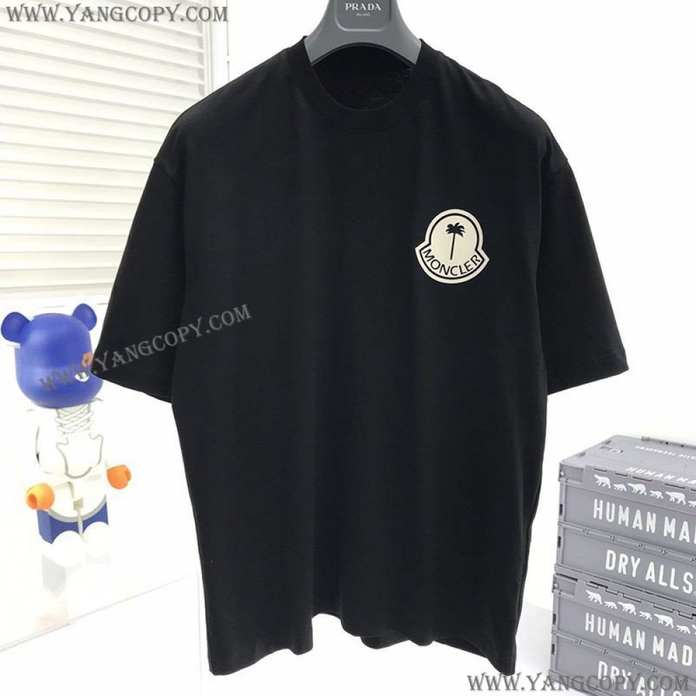 モンクレール スーパーコピー ブラック ロゴ コットン Tシャツ mob23849
