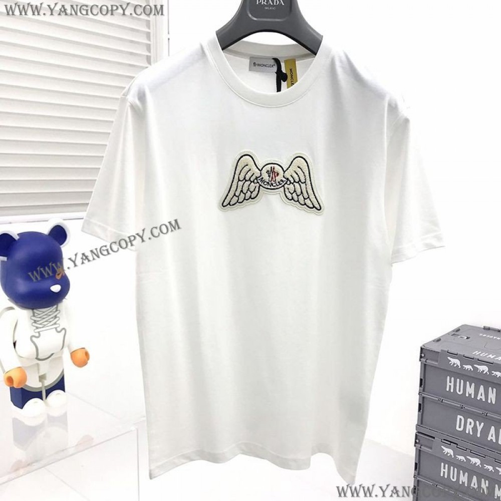 モンクレール 偽物 ブラック ロゴ コットン Tシャツ パロディ moo26915