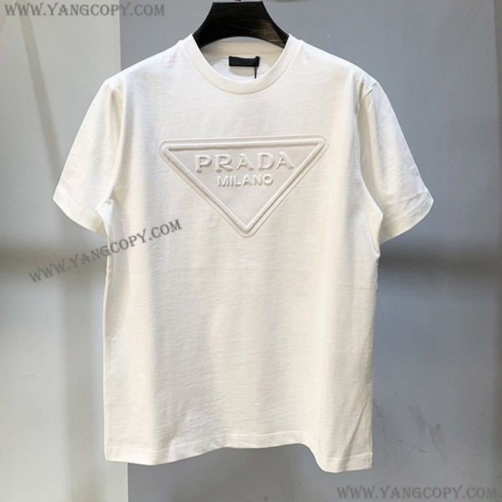 プラダ 偽物 トライアングルロゴ Tシャツ pun95276