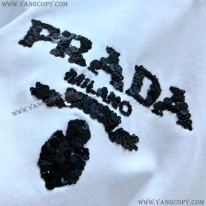 プラダ 偽物 刺繍入り インターロック クロップドTシャツ ショート 3560AR 103H