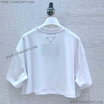 プラダ 偽物 刺繍入り インターロック クロップドTシャツ ショート 3560AR 103H