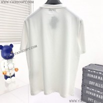 プラダ コピー コントラストトライアングル ロゴ コットンTシャツ ホワイト pux55313