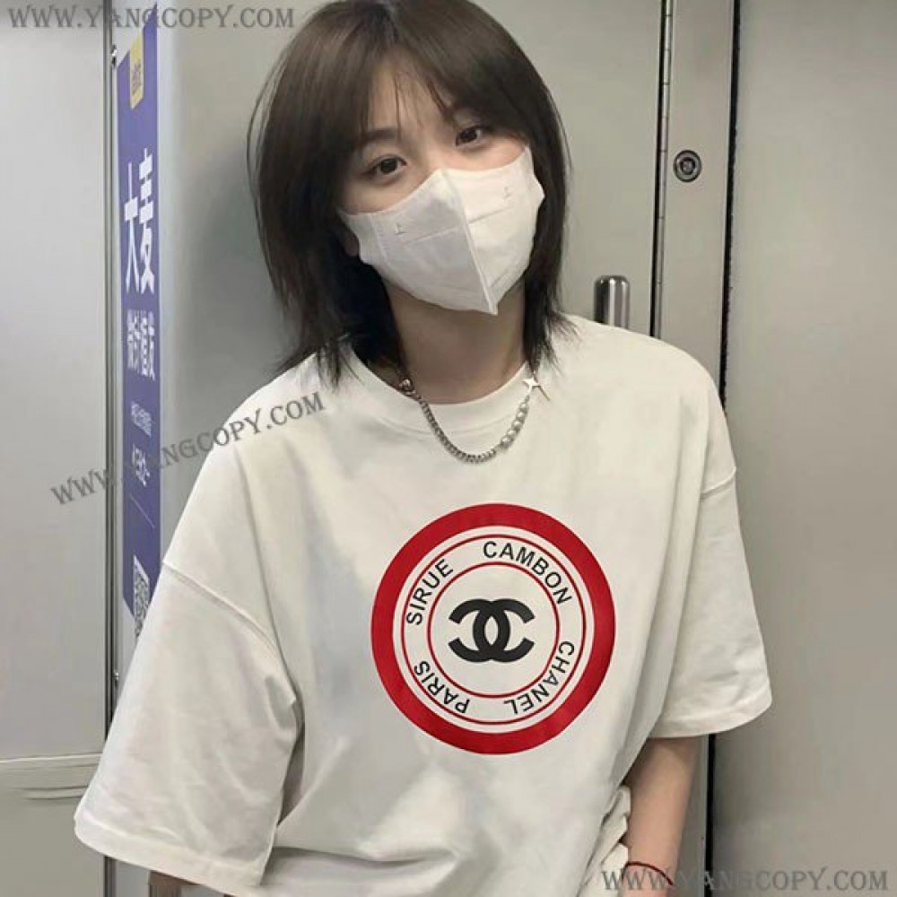 シャネル コピー Tシャツ 半袖 コットン ロゴ ホワイト sho02448