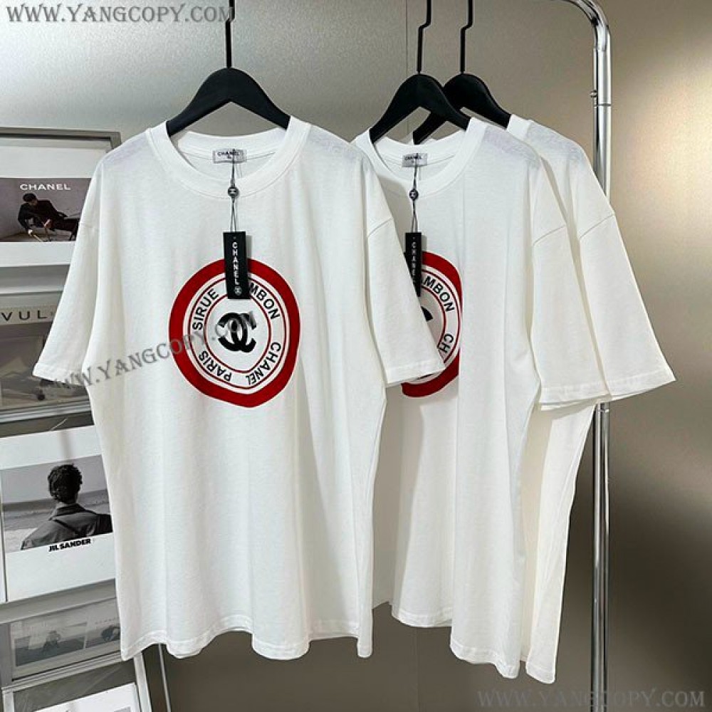 シャネル コピー Tシャツ 半袖 コットン ロゴ ホワイト sho02448
