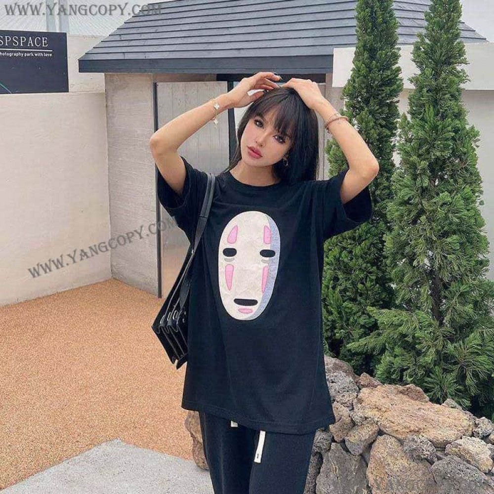 ロエベ スーパーコピー  ×スタジオジブリ カオナシ クルーネック Tシャツ lox58214