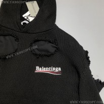 バレンシアガ 偽物 Political Campaign Destroyed パーカー ニットウェア ブラック 662718T32121069