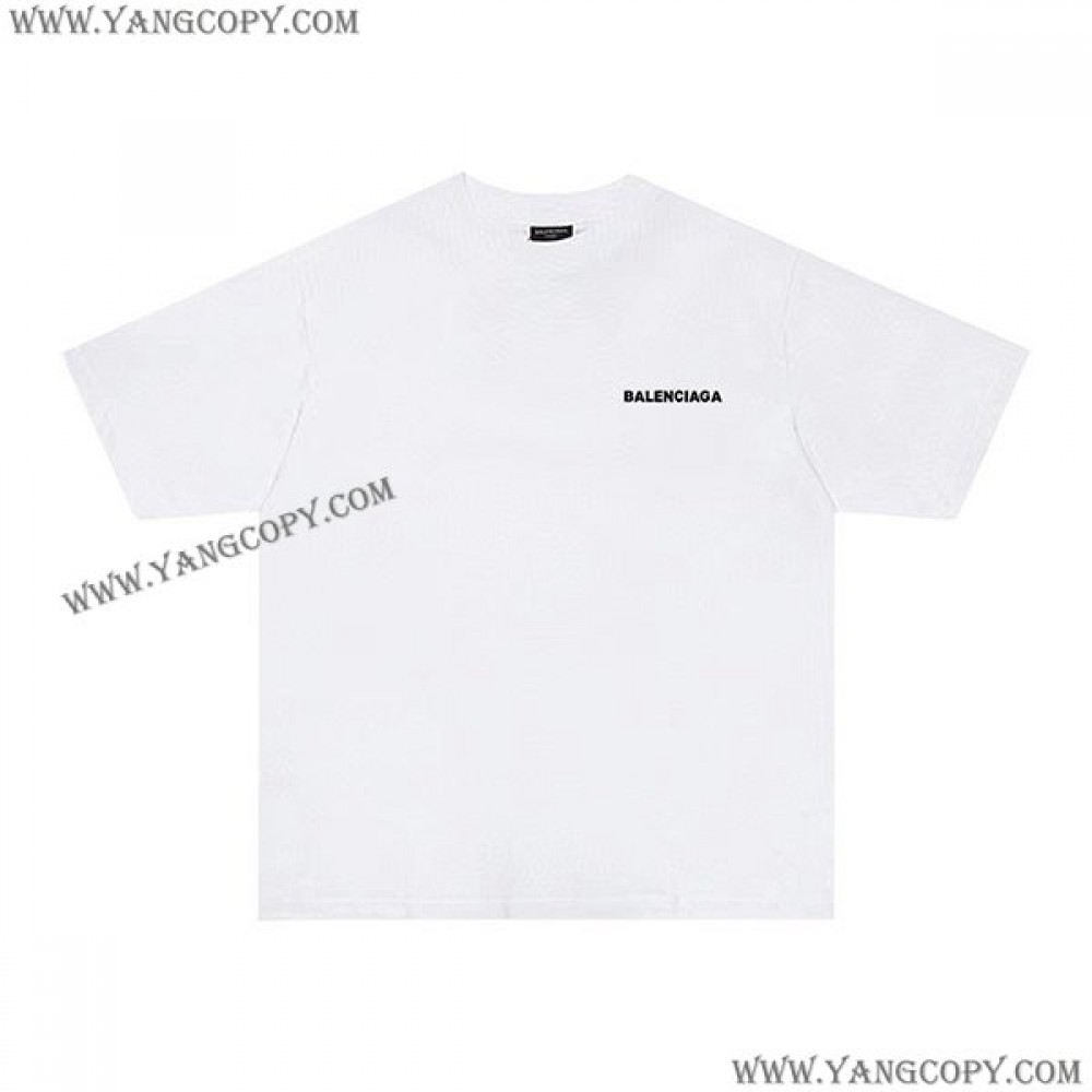 バレンシアガ 偽物 Tシャツ 激安コットン ホワイト 男女兼用 bau09824