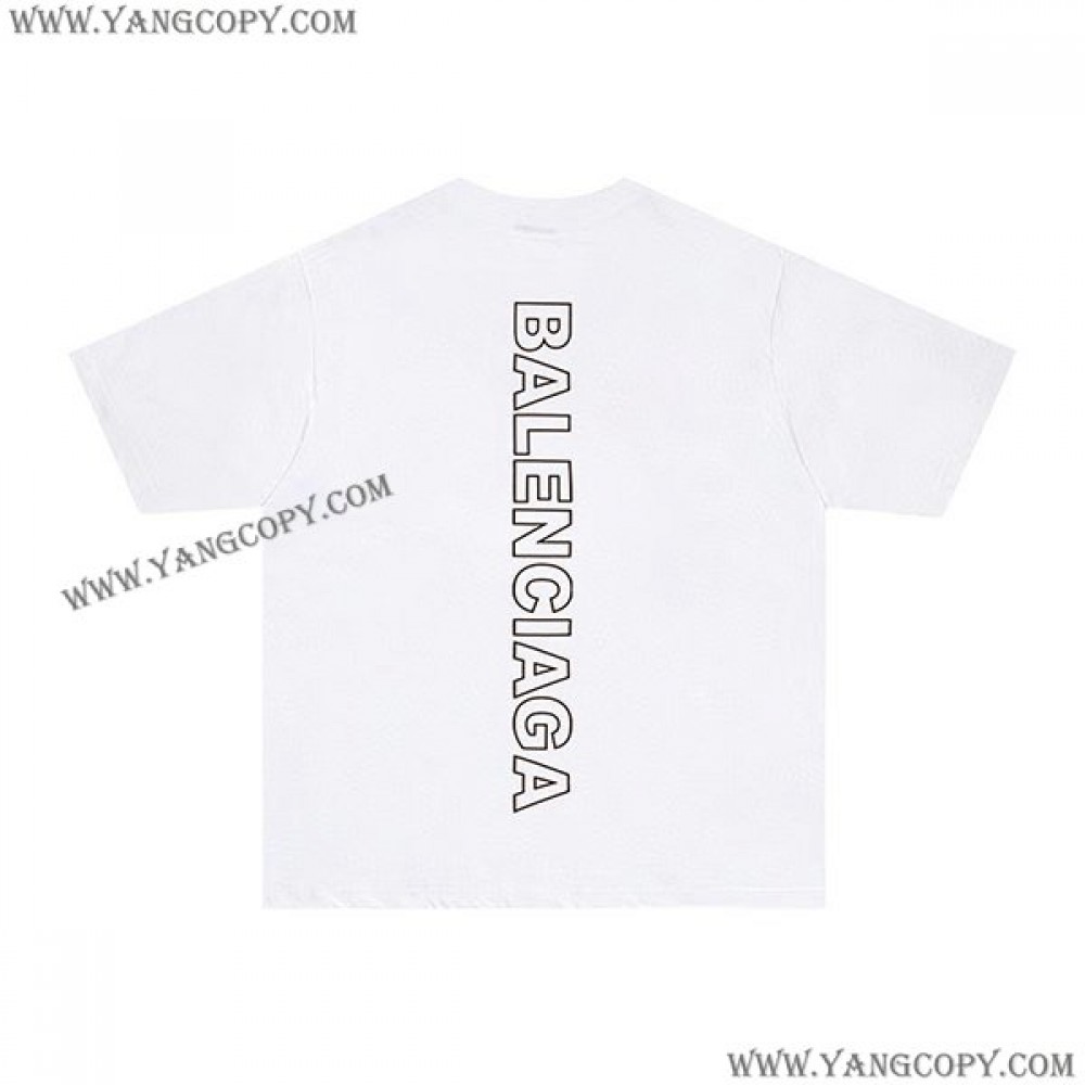 バレンシアガ 偽物 Tシャツ 激安コットン ホワイト 男女兼用 bau09824