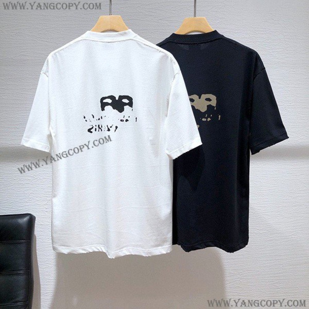 バレンシアガ コピー HAND DRAWN BB ICON Tシャツ 2色 bab68188