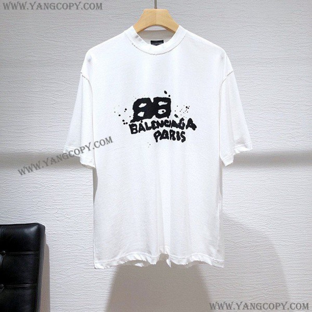 バレンシアガ コピー HAND DRAWN BB ICON Tシャツ 2色 bab68188