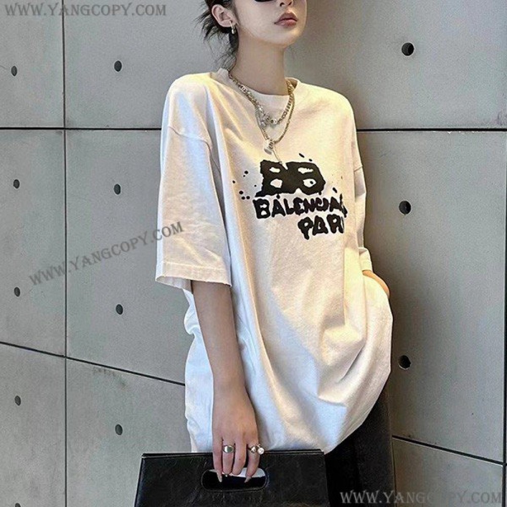 バレンシアガ コピー HAND DRAWN BB ICON Tシャツ 2色 bab68188