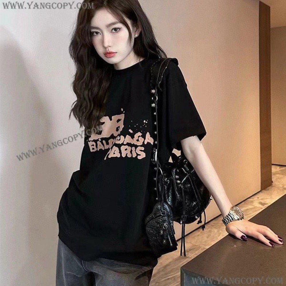 バレンシアガ コピー HAND DRAWN BB ICON Tシャツ 2色 bab68188