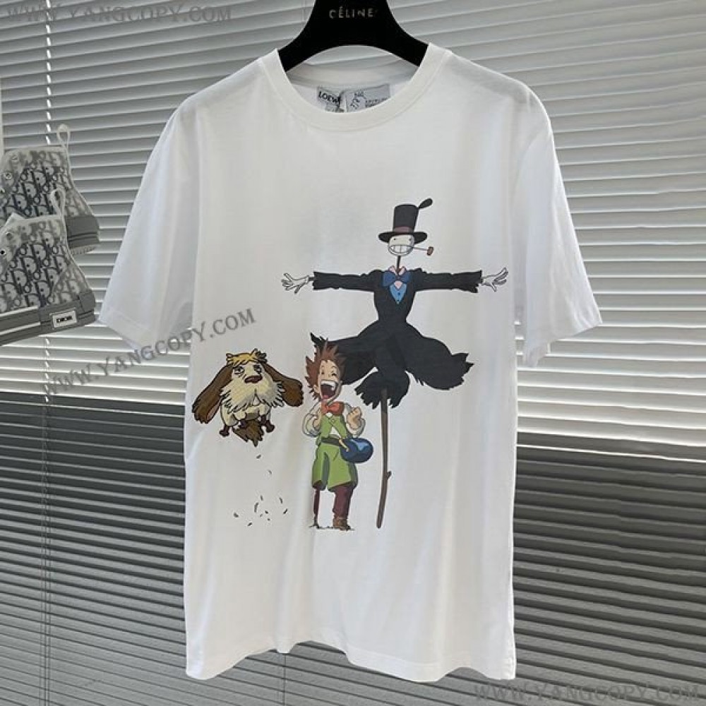 ロエベ コピー  カルシファー Tシャツ クルーネック lop49986