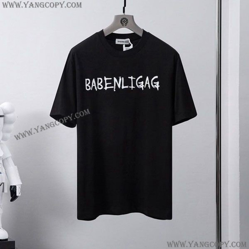 バレンシアガ コピー メンズ LOGO ミディアムフィット Tシャツ パロディ baf97377