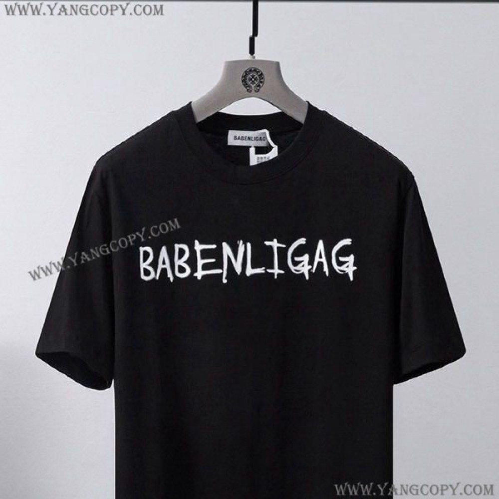 バレンシアガ コピー メンズ LOGO ミディアムフィット Tシャツ パロディ baf97377