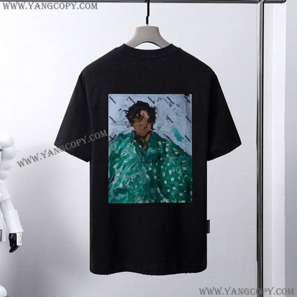 バレンシアガ コピー メンズ LOGO ミディアムフィット Tシャツ パロディ baf97377