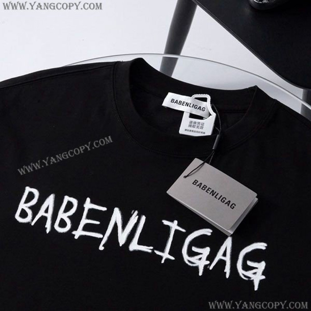 バレンシアガ コピー メンズ LOGO ミディアムフィット Tシャツ パロディ baf97377