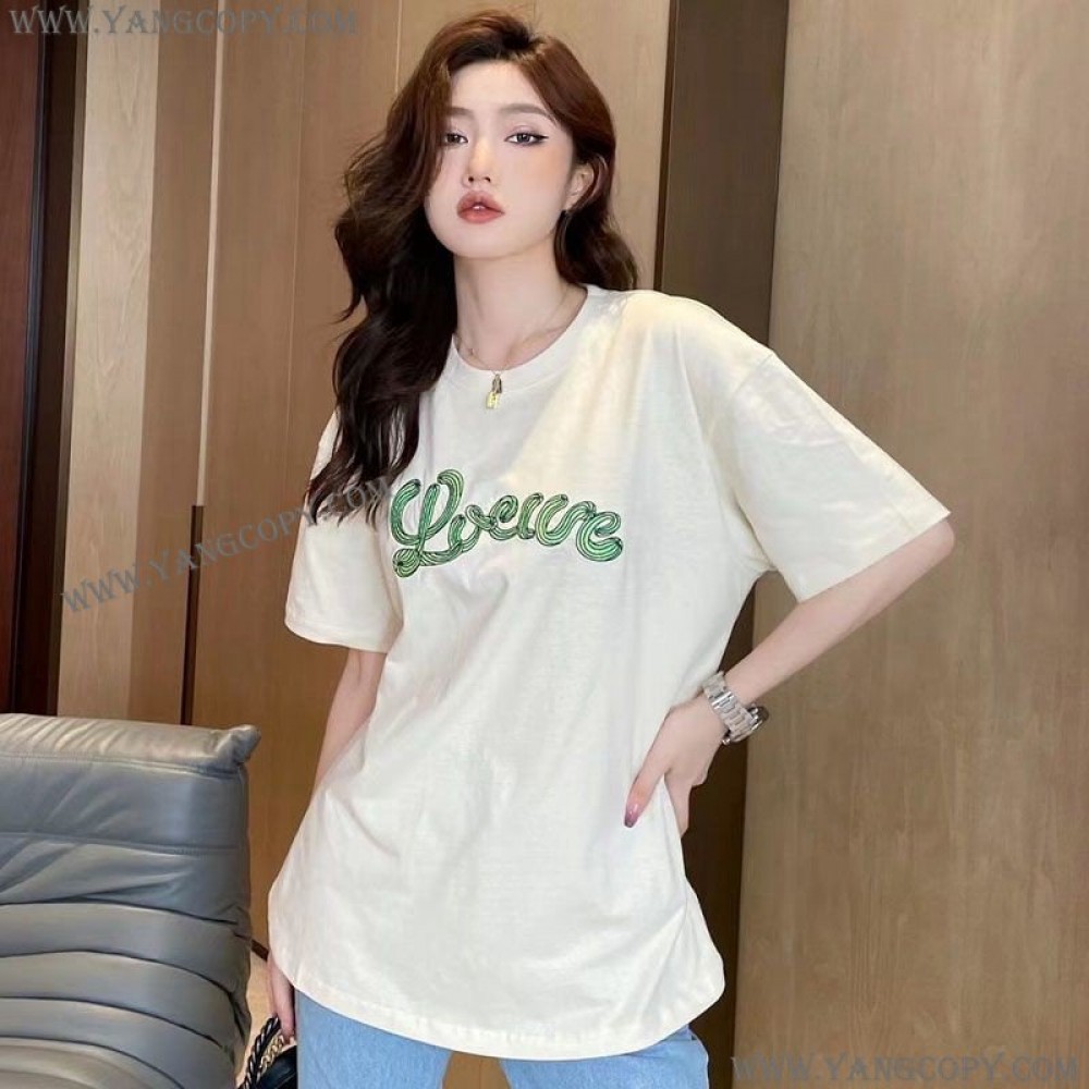 ロエベ コピー  サボテンロゴがカワイイシンプル半袖Tシャツ lop93191