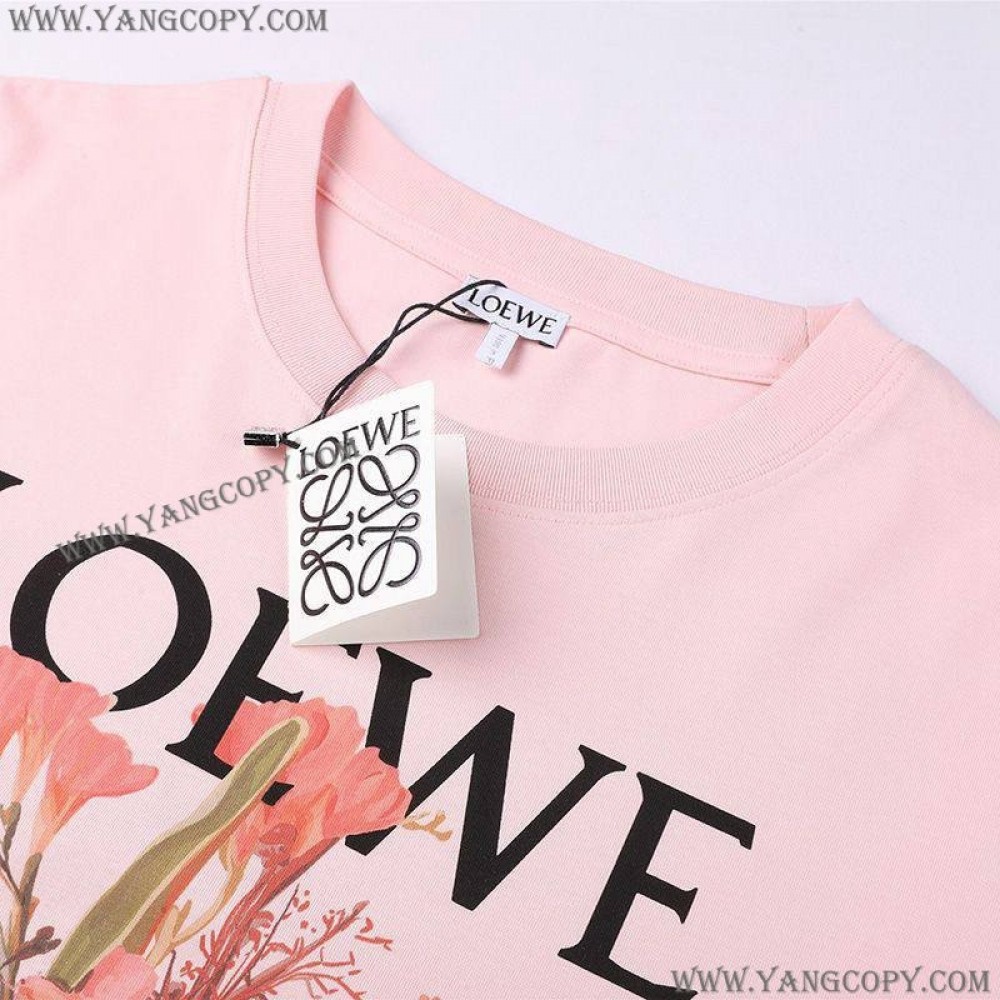 ロエベ スーパーコピー  Tシャツ アナグラム ブローチプリント 半袖 loh07937