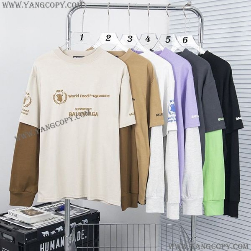 バレンシアガ 偽物 WFP ダブルスリーブTシャツ 長袖 6色 698089TMVL21070