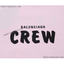 バレンシアガ 偽物 CREWロゴ Tシャツ ピンク bad01870