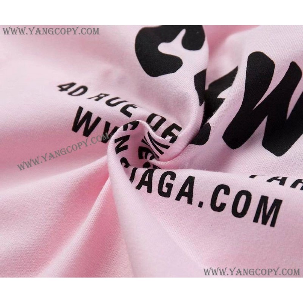 バレンシアガ 偽物 CREWロゴ Tシャツ ピンク bad01870