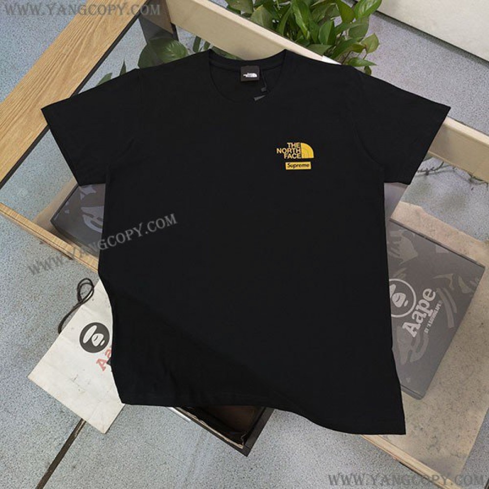 シュプリーム コピー ノースフェイス プリント ロゴ Tシャツ 2色 Shu97547