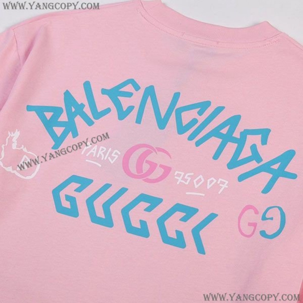 バレンシアガ コピー x グッチ コラボ Tシャツ bar82289