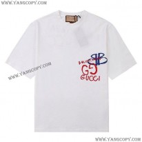 グッチ バレンシアガ スーパーコピー コラボ ロゴ ホワイトTシャツ gut01192