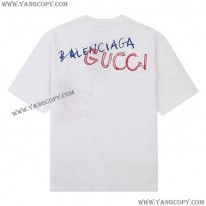 グッチ バレンシアガ スーパーコピー コラボ ロゴ ホワイトTシャツ gut01192
