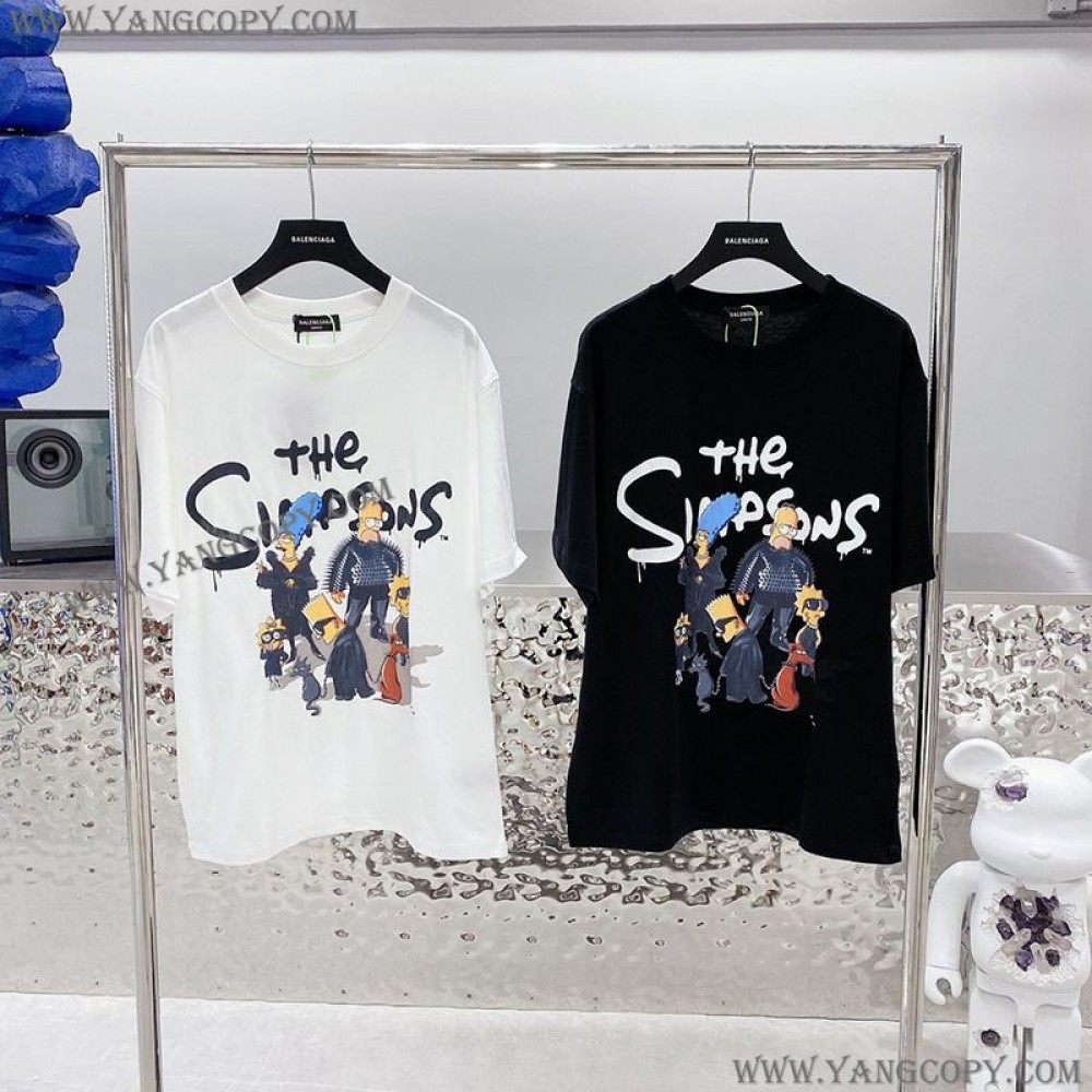 バレンシアガ コピー The Simpsons プリント コットン Ｔシャツ bap55128